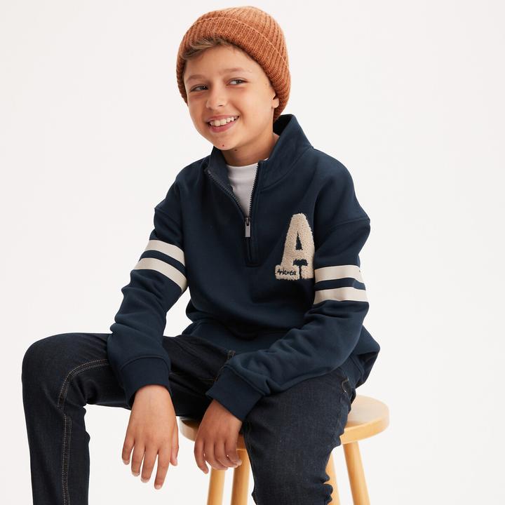 Produktbild La Redoute Collections Sweatshirt mit Troyerkragen und Bouclé-Applikation (140)