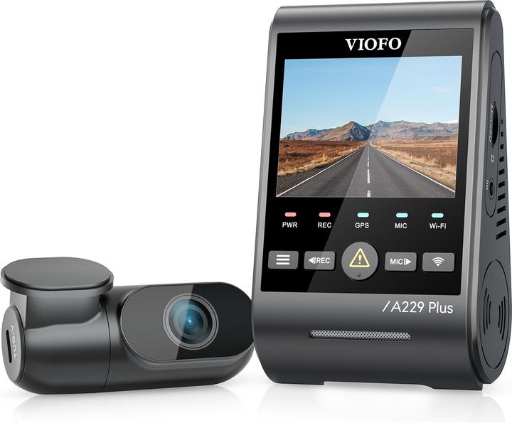 Actual product image Viofo A229 Plus 2CH - Dual dashcam (Built-in microphone, GPS receiver, Built-in display, Bluetooth, Accelerometer, Night vision, Rechargeable battery, Wi-Fi, 2K)