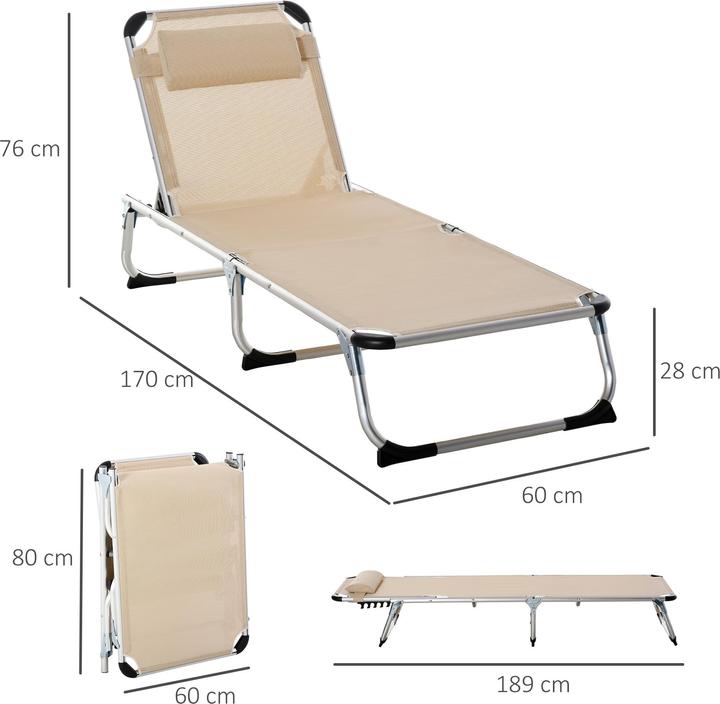 Produktbild Outsunny Gartenliege 5-stufig verstellbar (80 cm)