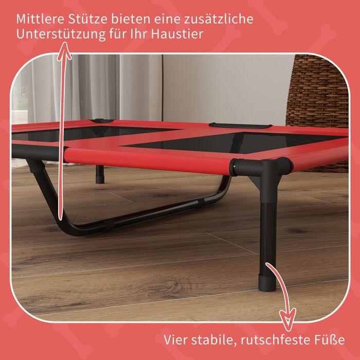 Actual product image Swisshandel24 Dog bed, dog lounger, robust, raised & weatherproof, up to 50 kg, 92x76x18cm, red (Dog)