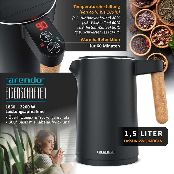 Actual product image Arendo Edelstahl Eierkocher 7-fach, 400 W, Edelstahl, Warmhaltefunktion, Härtegrad einstellbar, rot