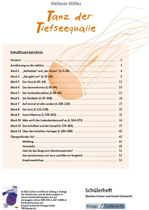 Produktbild Tanz der Tiefseequalle Stefanie Höfler - Schülerarbeitsheft (Deutsch, Daniel Schoberth, Martina Grüner, 2019)