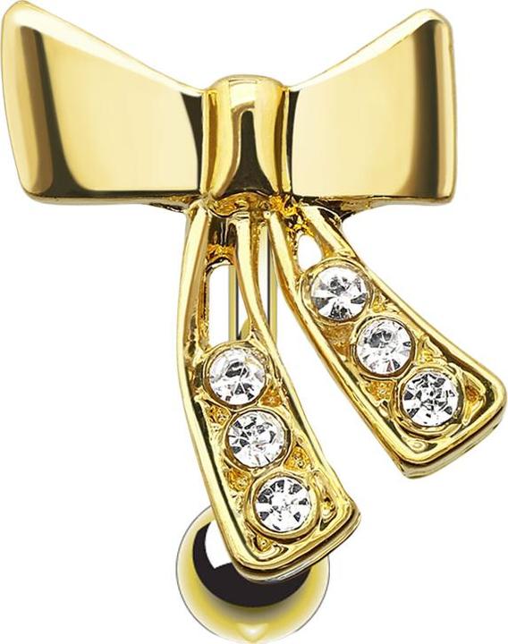 Actual product image Star Piercing Banana 14k gold-plated with ball bow (Brass, Surgical steel 316L)