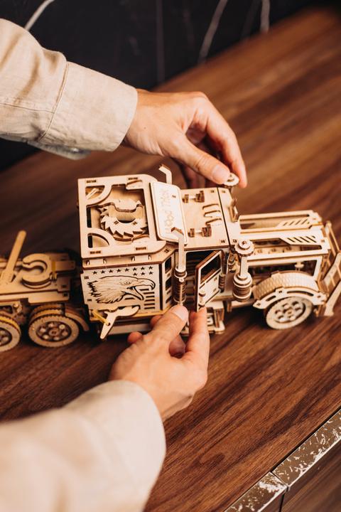 Actual product image Wood Trick Truck - articulated lorry - 3D wooden construction kit