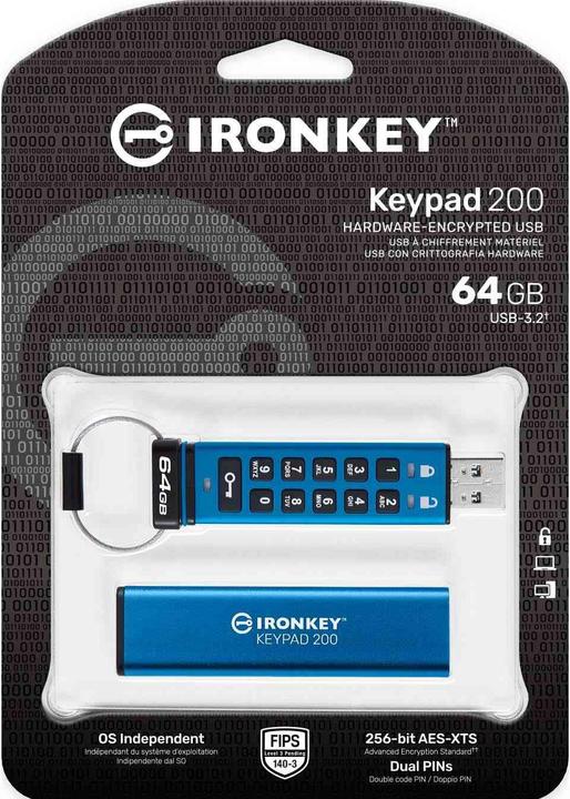 Actual product image Kingston IronKey Keypad 200 (64 GB, USB-A)