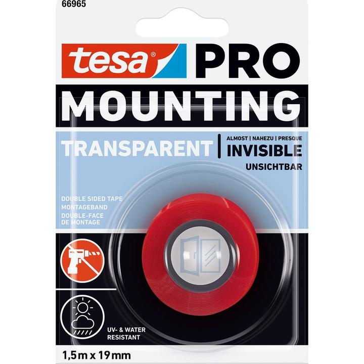 Produktbild tesa PRO Mounting TRANSPARENT Montageband, doppelseitig, selbstklebend (19 mm)