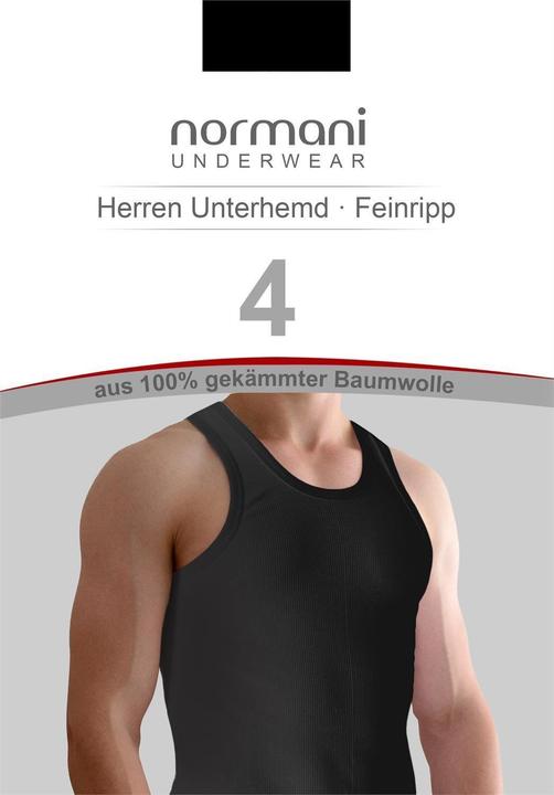 Produktbild Normani 4 Stück Herren-Unterhemd Feinripp Schwarz (4XL)