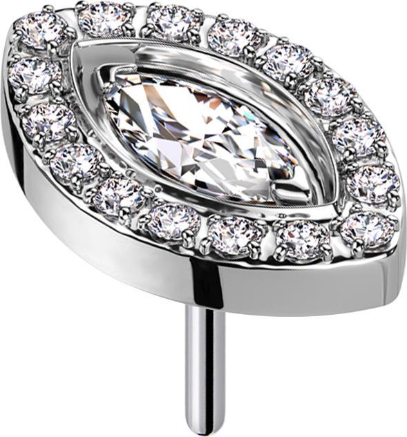 Produktbild Star Piercing Threadless Oval silber mit Kristallen silber und Ovalem Kristall silber (Titan G23, ohne Messing)