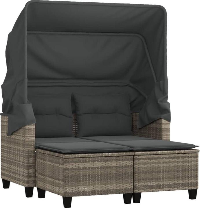 Produktbild VidaXL Gartensofa 2-Sitzer mit Dach und Hockern