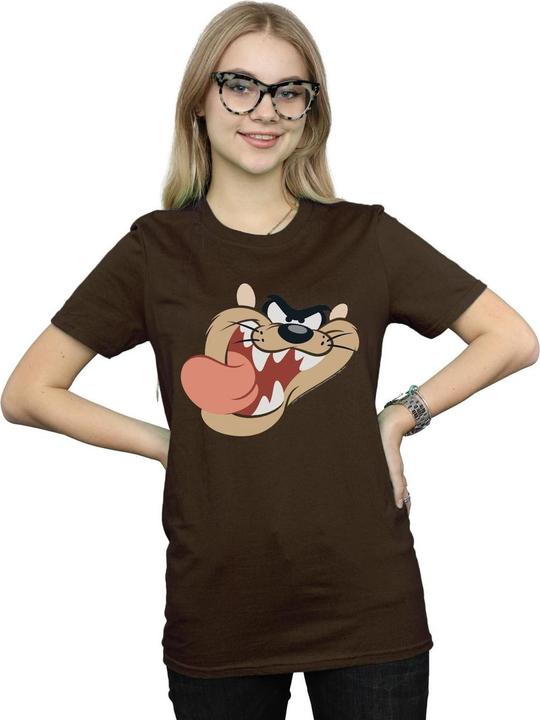 Actual product image Looney Tunes Womens/Ladies Tasmanian Devil Face Cotton Boyfriend T-Shirt (L)
