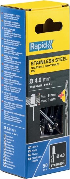 Produktbild Rapid Edelstahl Blindniete Ø 4,0 x 12 mm