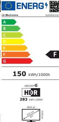 Etichetta energetica LG TV 4K OLED evo 210 cmF (83", OLED, 4K, 2024)