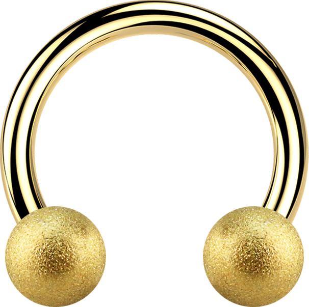 Star Piercing Micro Circular Barbell vergoldet mit zwei Kugeln gesprenkelt (ohne Messing, Chirurgenstahl 316L)