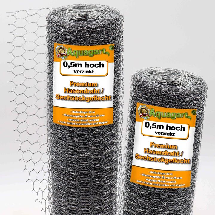 Actual product image Aquagart 180m Sechseckgeflecht Kaninchendraht Hasengitter Hasendraht 50cm 25mm x 25mm