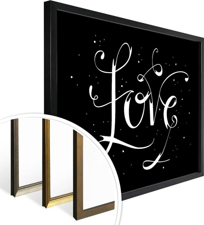 Actual product image Trenddeko Handlettering Love - black negative (30 x 24 cm)