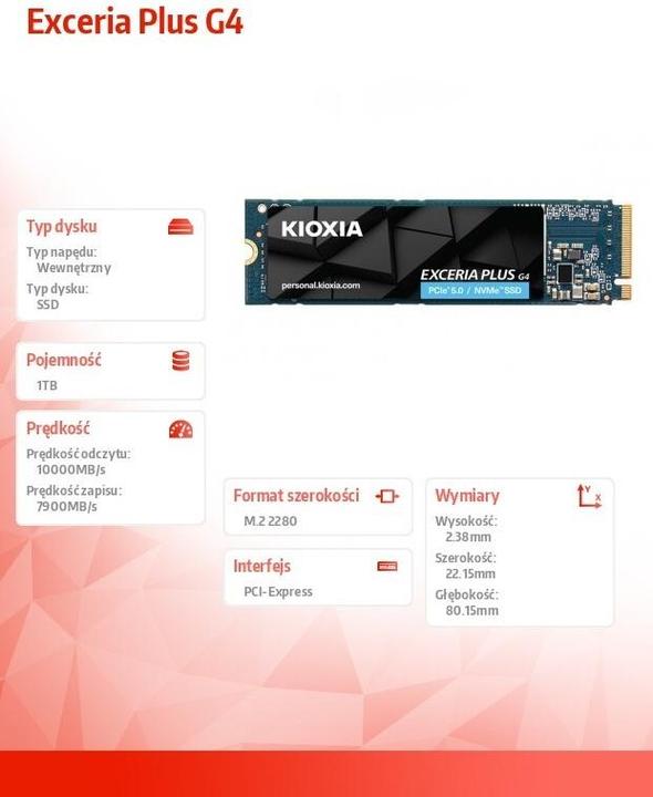 Actual product image Kioxia Exceria Plus G4 (1000 GB, M.2 2280)