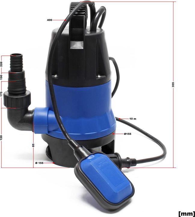 Actual product image Wiltec Submersible Pump for Clean Dirty Flood Water 900 watts 14000l/h sewage pump (Sewage pump)