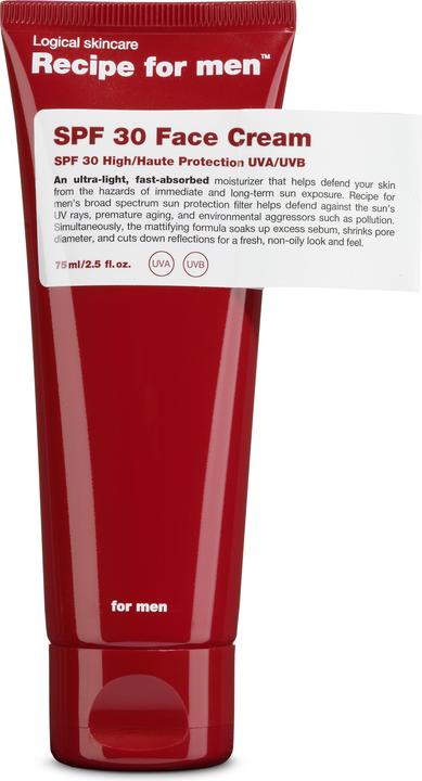 Produktbild Recipe for men Feuchtigkeitscreme (SPF 30) (Sonnencreme Gesicht, SPF 30, 75 ml, 103 g)