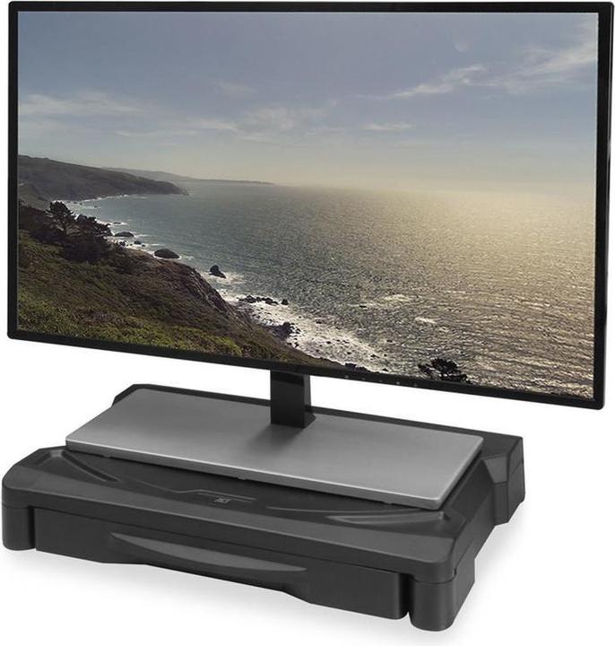 Produktbild Monitor stand extra wide with drawer, up to 10kg, adjustable height, black