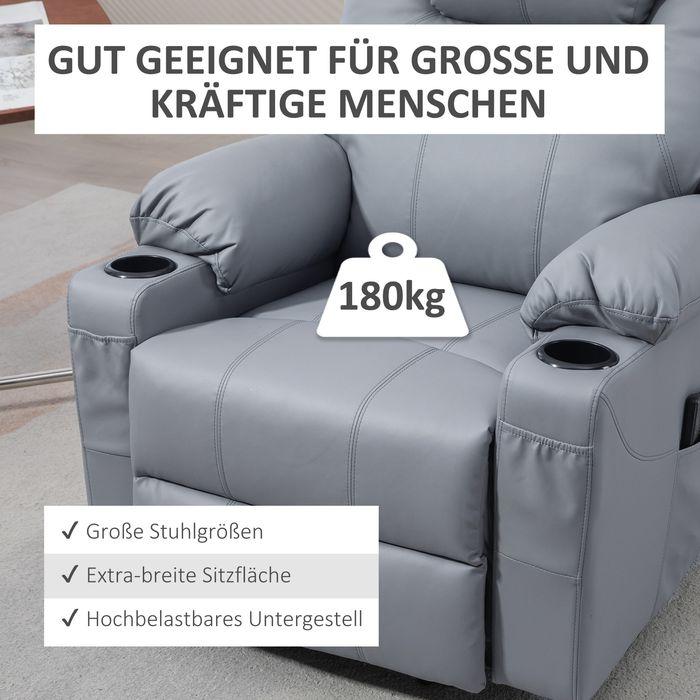 Actual product image Swisshandel24 TV armchair stand-up aid electric massage function reclining function remote control grey