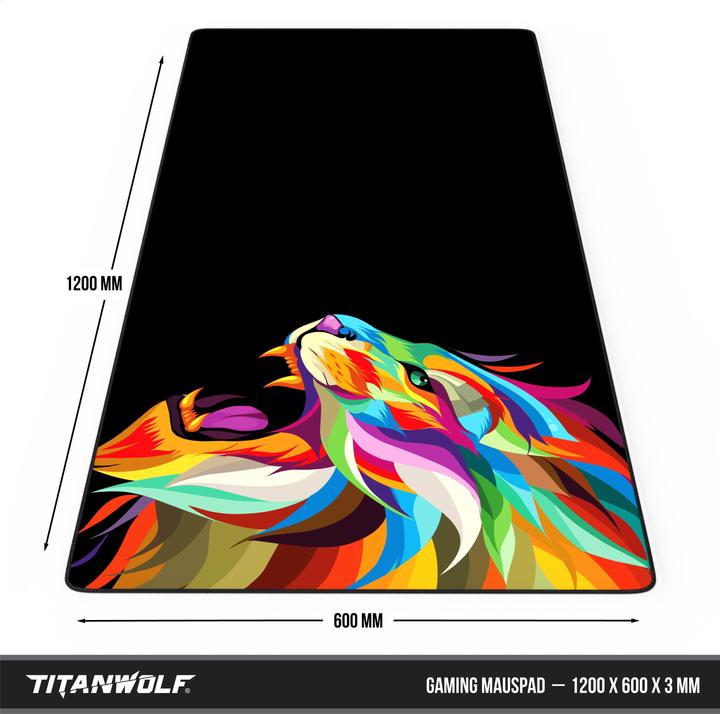 Image du produit Titanwolf Tapis de souris de jeu, Tapis de souris XXXL Speed 1200 x 600 mm, Vitesse & Précision, Colour Lion 2 (XXL)