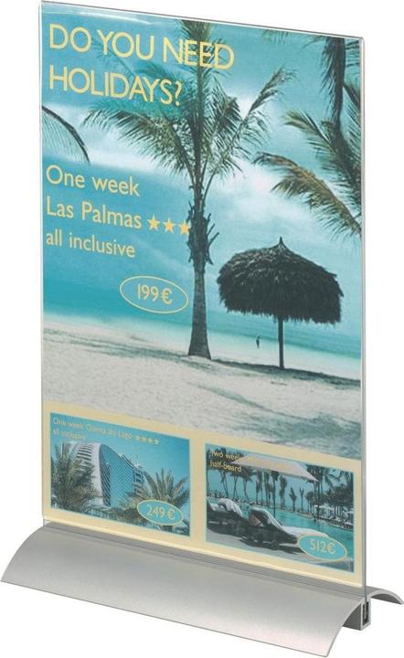 Actual product image Durable Table display, acrylic with aluminium base (A4)