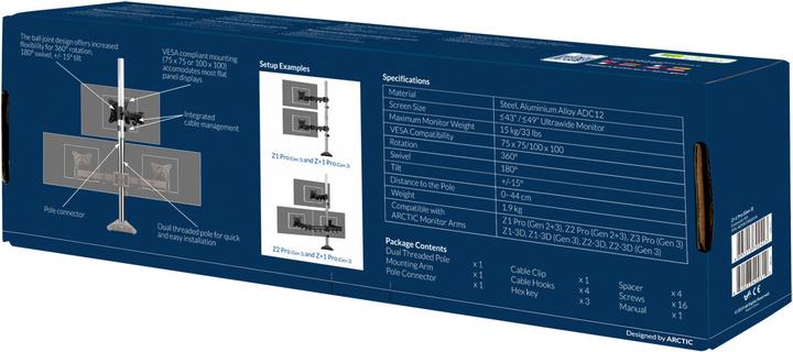 Image du produit Arctic Extension du bras de moniteur Z+1 Pro Gen.3 pour montage mural (Tables, 38")
