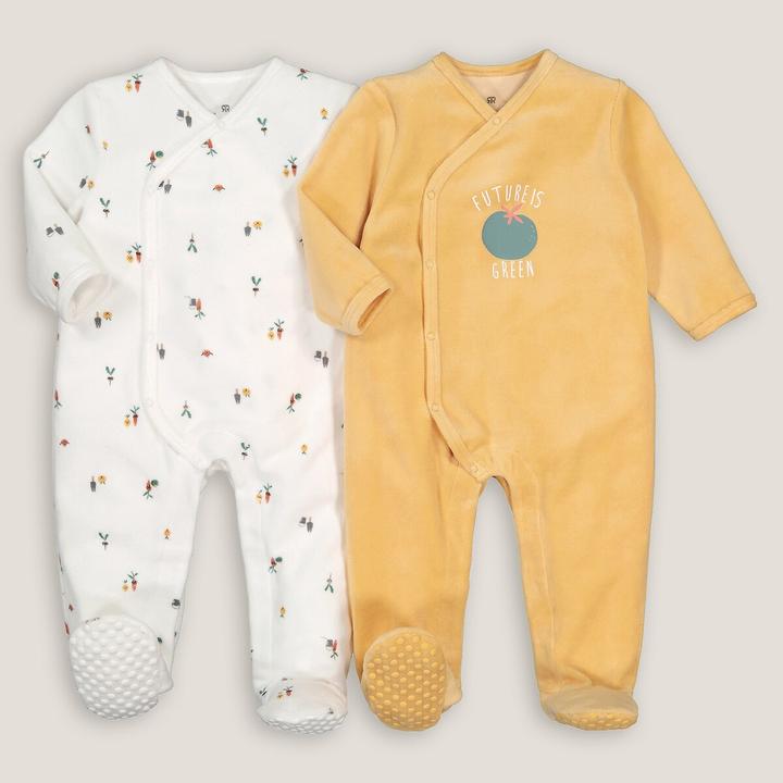 Image du produit La Redoute Collections Lot de 2 grenouillères en velours (74)