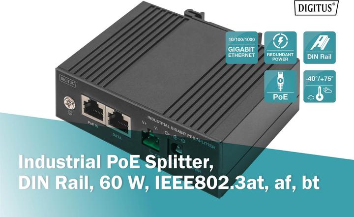 Produktbild Digitus PoE Splitter 60W RJ45 IEEE802.3at/af (PoE Splitter)