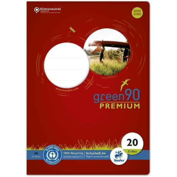 Produktbild Staufen Schulheft green Lineatur 20 blanko DIN A4 ohne Rand, 32 Blatt (A4, Blanko, Harter Einband)
