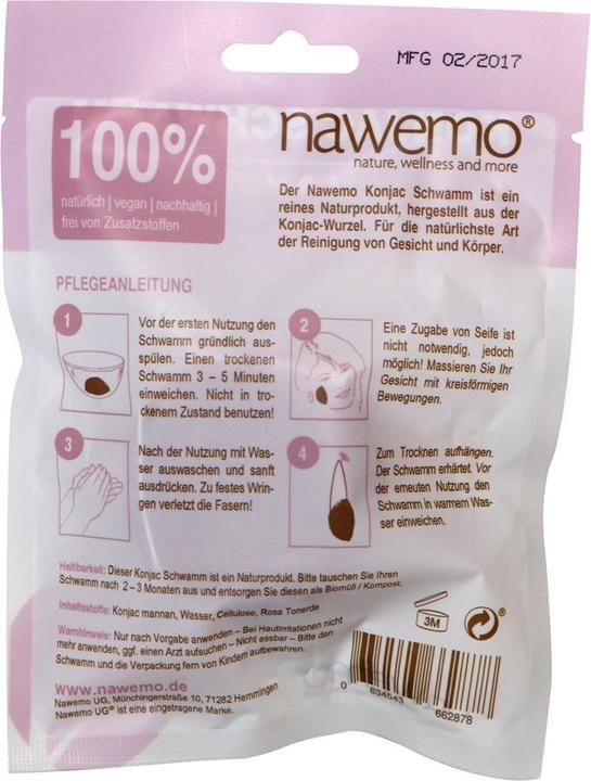 Nawemo Éponge de Konjac Argile rose (Mousse, 498.67 ml)