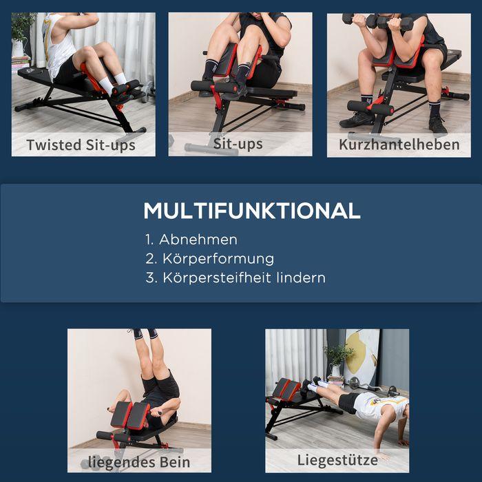 Produktbild Swisshandel24 Hantelbank Fitnessbank Schrägbank Multifunktion Bauchtrainer Verstellbar Stahl Schwarz 64x146x73,5-8