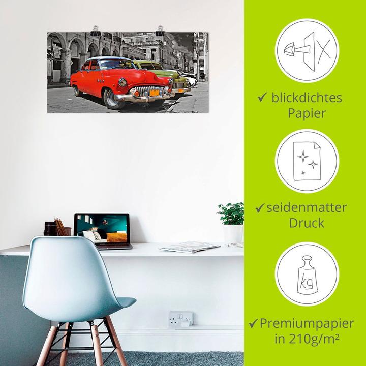 Immagine prodotto Artland Quadro su tela Vista delle auto colorate dell'Avana S9EX (100 x 50 cm)