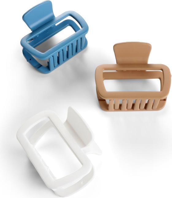 Produktbild Trisa Fashion Eckige Haarklemmen Weiss, Blau und Beige (3 Stk.)