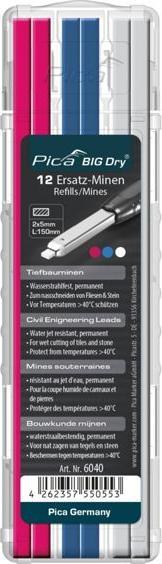 Produktbild Pica BIG DRY Ersatzminen-Set Tiefbau sortiert (Ersatzmine, Weiss, Blau, Pink)