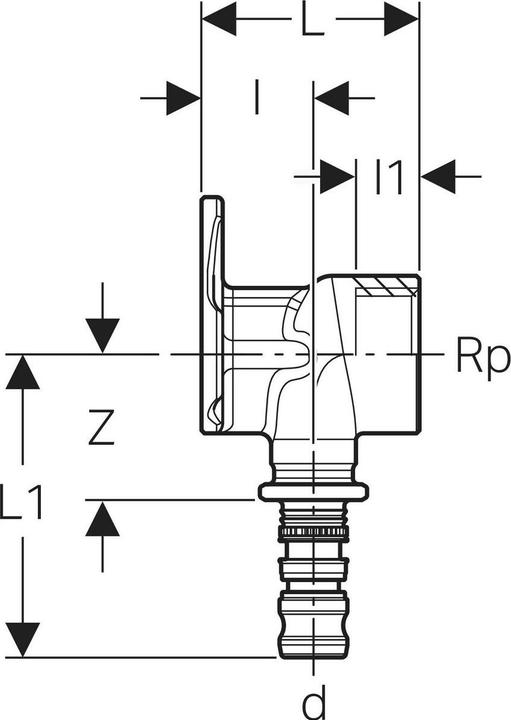 Actual product image Geberit Mepla wall plate 26 mmx3/4 52mm