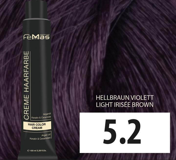 Actual product image FemMas 5.2) Hair Color Light Brown Purple 100ml (Metalıc 100ml, Light brown Vıolett 100ml)
