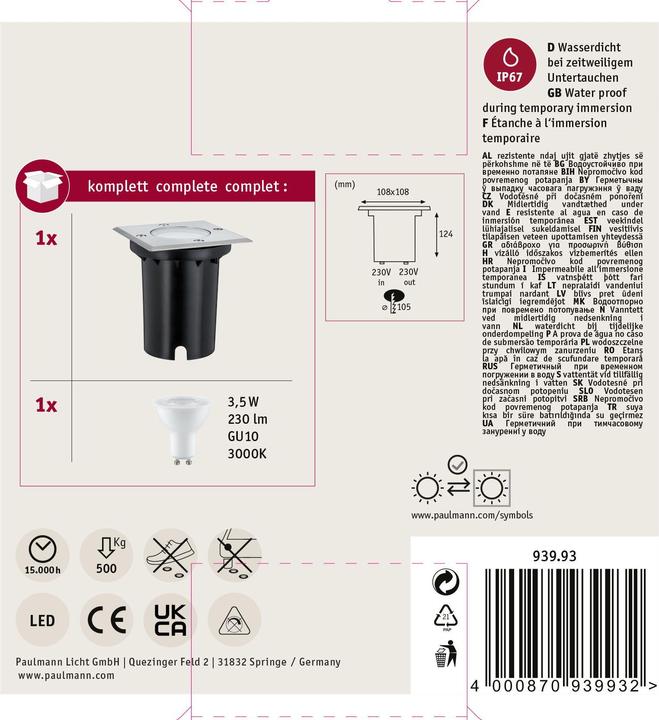 Produktbild Paulmann Einbauleuchte Floor (230 lm, GU10, IP67)