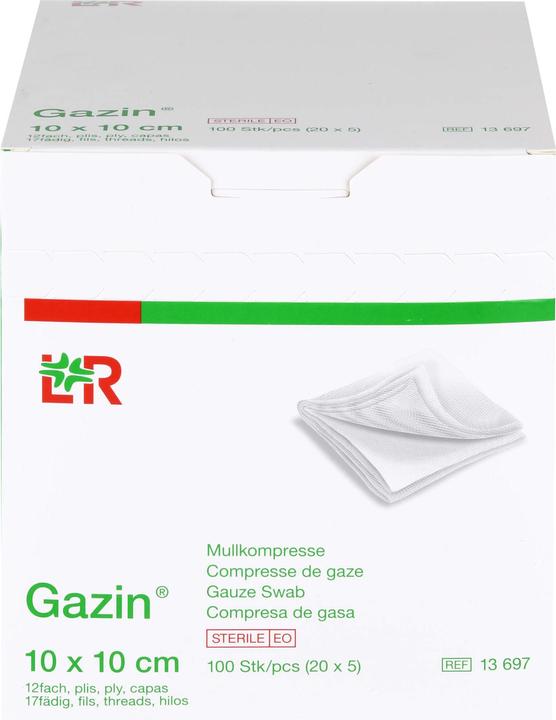 Actual product image Gazin Mullkompress Set 10x10cm 12-fach steril