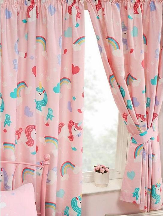 Actual product image Generic I Believe In Unicorns Lined Curtains (Pack of 2) (138 x 168 cm)