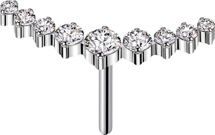 Produktbild Star Piercing Threadless gebogen silber neun runde Kristalle silber (ohne Messing, Titan G23)