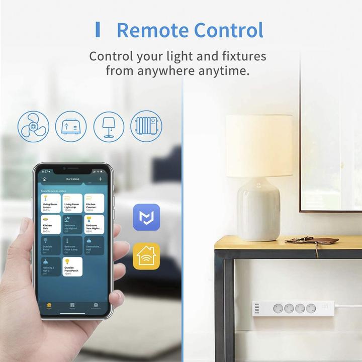 Actual product image Meross Smart Wi-Fi Surge Protector (8 x, Nema-5, USB, 1.80 m)