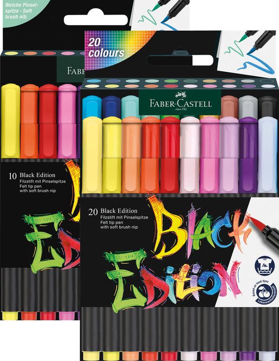 Actual product image Faber-Castell Brush Pen Black Edition (Multicoloured, 20 x)