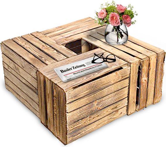 Image du produit Natura Punto Lot de 4 caisses en bois décoratives (50.5 x 41 x 31.5 cm)