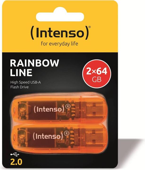 Image du produit Intenso Rainbow 2 x 64GB USB2 Orange (64 Go, USB-A)
