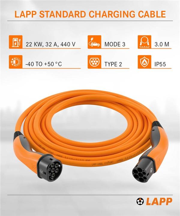 Immagine prodotto Lapp Mobility Cavo di ricarica (Tipo 2, 22 kW, 32 A, 3 m)