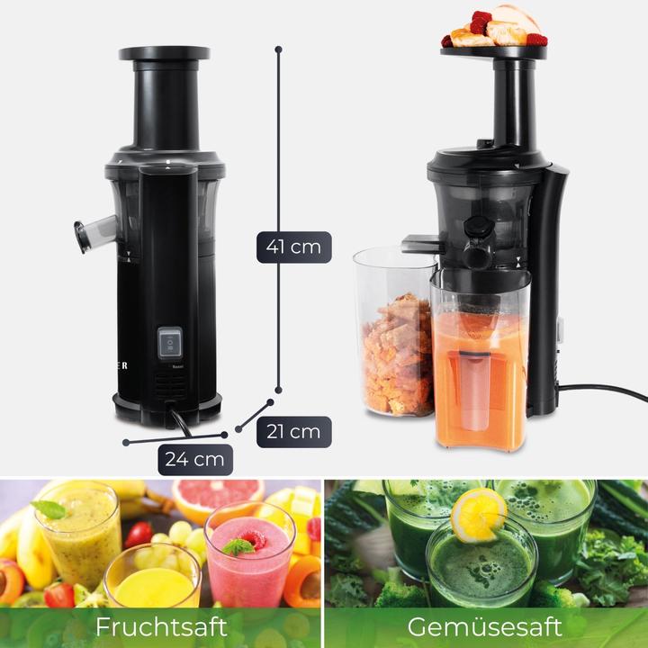 Produktbild KLAMER Slow Juicer Gemüse und Obst, Entsafter mit Rückwärtsgang, elektrische Fruchtpresse