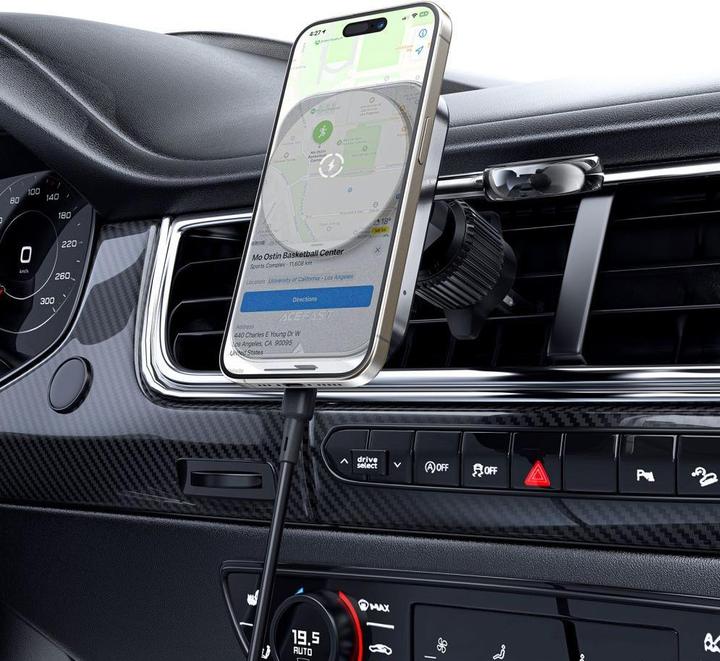 Produktbild Acefast D18 Autohalterung mit MagSafe / Qi-Induktionsladegerät + USB-A USB-C-Kabel - Schwarz