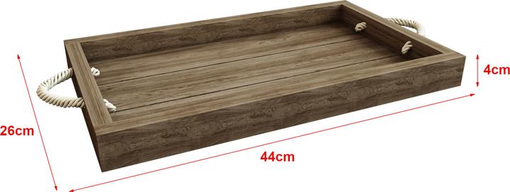 Actual product image En.Casa Sydthy serving tray with rope handle pine wood