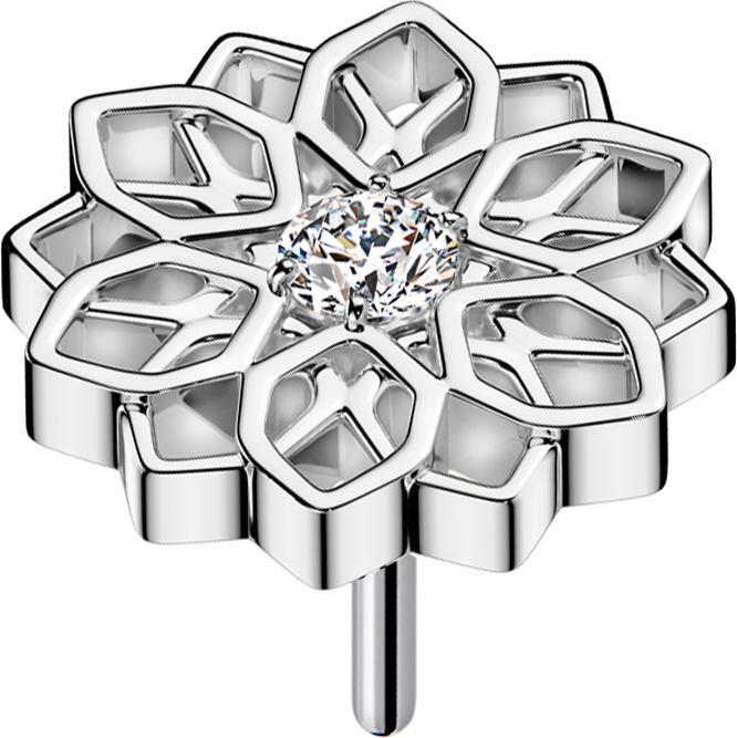 Produktbild Star Piercing Threadless Lotusblume silber Kristall silber (Titan G23, ohne Messing)